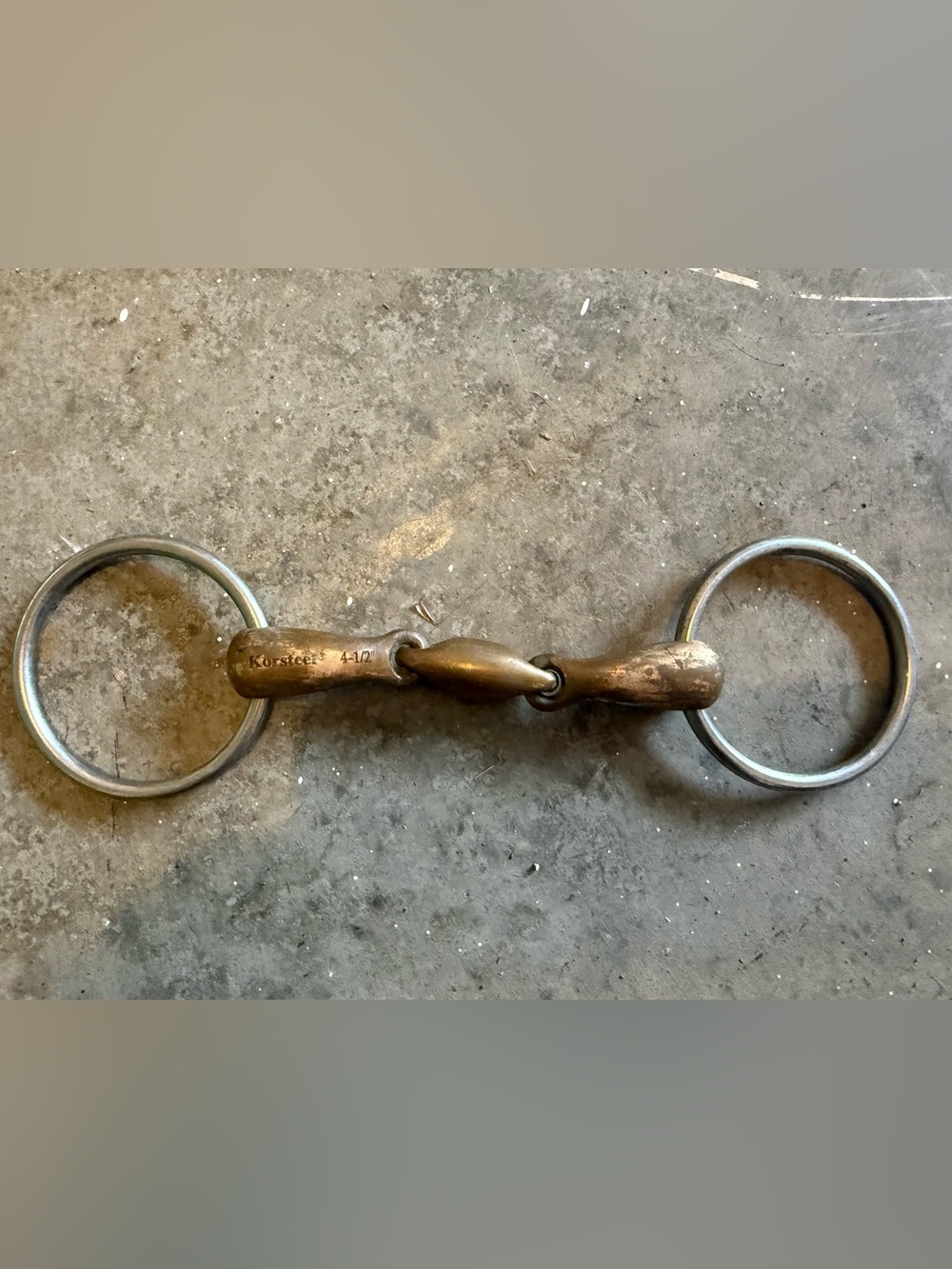 Korsteel 4-1/2" Loose Ring Eggbutt Snaffle Bit - Brass Tone